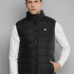 Allen Cooper Men Teal Blue & Black Reversible Sleeveless Quilted Jacket image 2