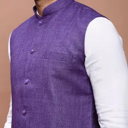 SHOWOFF Slim Fit With Mandarin Collar Nehru Jackets image 5