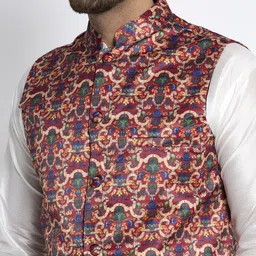 Benstoke Men Printed Woven Nehru Jackets image 2