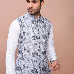 SHOWOFF Embroidered Slim Fit Nehru Jackets image 2