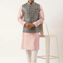 TheEthnic.Co Woven Embroidered Nehru Jacket image 5