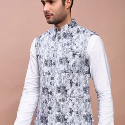 SHOWOFF Embroidered Slim Fit Nehru Jackets image 5