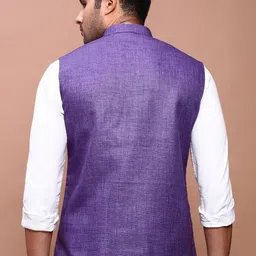 SHOWOFF Slim Fit With Mandarin Collar Nehru Jackets image 4