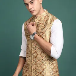 SHOWOFF Embroidered Slim-Fit Nehru Jackets image 4