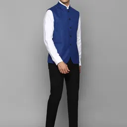 Allen Solly Men Blue Woven Design Nehru Jackets image 5