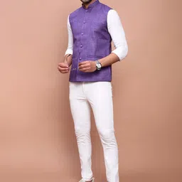 SHOWOFF Slim Fit With Mandarin Collar Nehru Jackets image 2