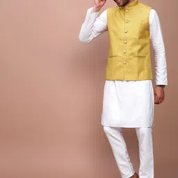 SHOWOFF Slim Fit With Mandarin Collar Nehru Jackets image 3