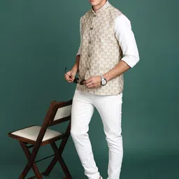SHOWOFF Floral Printed Slim Fit Nehru Jacket image 2