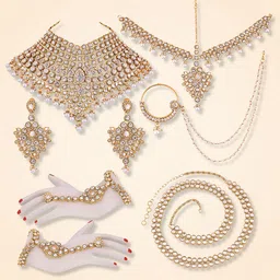 Peora Women Gold Plated Kundan Studded Jodha Akbar Bridal Jewellery Set with Kamar Bandh-picture-58
