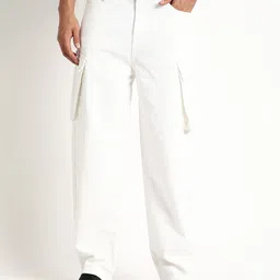 Bene Kleed Men Pure Cotton Clean Look Mid-Rise Baggy Cargo Jeans-image-43