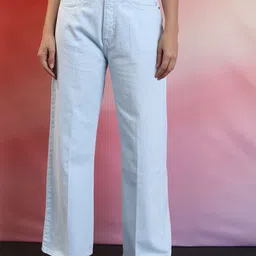 Tokyo Talkies Women Blue Mid-Rise Clean Look Cotton Wide Leg Jeans-image-44