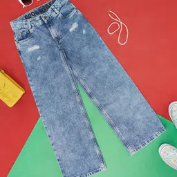 Pantaloons Junior Girls Mid-Rise Low Distress Heavy Fade Jeans-image-33