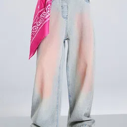 LULU & SKY Girls Straight Fit Low-Rise Low Distress Heavy Fade Jeans-picture-58