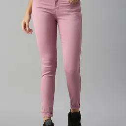 SHOWOFF Women Mauve Slim Fit High-Rise Stretchable Jeans-image-36