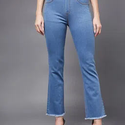 DressBerry Women Flared Clean Look Frayed Hem Stretchable Jeans-image-14