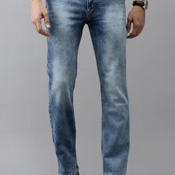 Mast & Harbour Men Blue Bootcut Heavy Fade Stretchable Jeans-picture-27