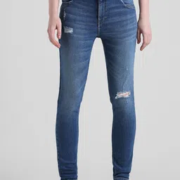 ONLY Women Skinny Fit Slash Knee Light Fade Pure Cotton Jeans-image-83