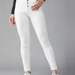 DOLCE CRUDO Women Skinny Fit High-Rise Light Fade Stretchable Jeans-picture-19