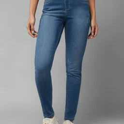 DOLCE CRUDO Women Skinny Fit High-Rise Light Fade Stretchable Jeans-picture-23