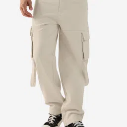 The Souled Store Men Cotton Relaxed Fit Low Distress Stretchable Cargo Styles Jeans image 1