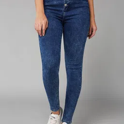 DOLCE CRUDO Women Skinny Fit High-Rise Heavy Fade Stretchable Jeans-picture-17