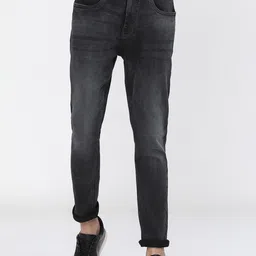 HIGHLANDER Men Charcoal Tapered Fit Heavy Fade Stretchable Jeans-image-9