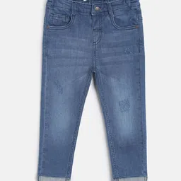 MINI KLUB Boys Blue Low Distress Light Fade Jeans-image-92