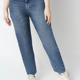 Kraus Jeans Women Mom Fit High-Rise Clean Look Light Fade Cropped Pure Cotton Jeans-picture-23