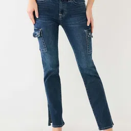 True Religion Women Slim Fit Light Fade Stretchable Cargo Jeans-image-54