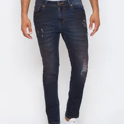 Being Human Men Blue Slim Fit Low Distress Light Fade Jeans-picture-40