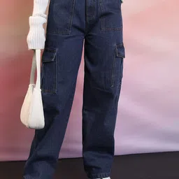 Tokyo Talkies Blue Mid-Raise Straight Fit Clean Look Light Fade Non Strechable Jeans-image-80