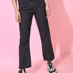 Tokyo Talkies Women Black Straight Fit Clean Look No Fade Stretchable Jeans-picture-29