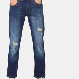 Flying Machine Men Blue Slim Fit Mildly Distressed Light Fade Jeans-picture-42