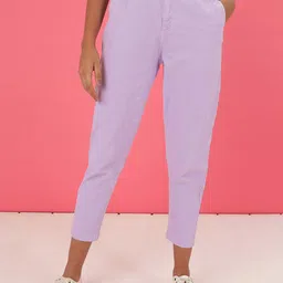 Freehand by The Indian Garage Co Women Purple Coloured High-Rise Mom Fit Stretchable Jeans-image-52