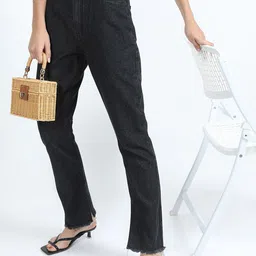 Tokyo Talkies Women Black Flared Highly Distressed Cotton Jeans-picture-23