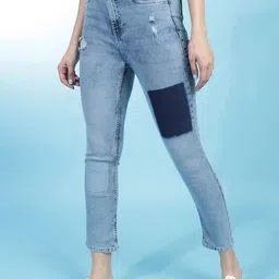 Freehand by The Indian Garage Co Women Straight Fit Mildly Distressed Cotton Jeans-picture-18