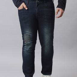 Instafab Plus Men Plus Size Relaxed Fit Mildly Distressed Light Fade Stretchable Jeans-picture-32