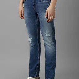 Louis Philippe Jeans Men Slim Fit Mildly Distressed Heavy Fade Jeans image 2