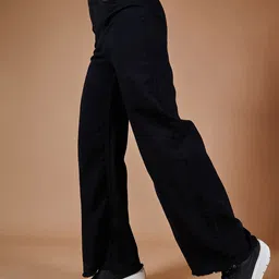 BAESD Women High Rise Clean Look Regular-Length Stretchable Wide Leg Denim Jeans-image-12