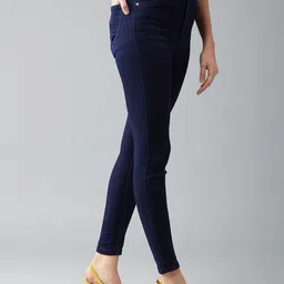 DOLCE CRUDO Flex Frame Women Navy Blue Skinny Fit High-Rise Cropped Stretchable Jeans image 2