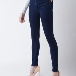 DressBerry Women Navy Blue Skinny Fit High-Rise Clean Look Stretchable Jeans-picture-24