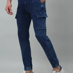 Cantabil Men Mid-Rise Light Fade Denim Jogger image 5