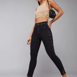 DOLCE CRUDO Women Black Skinny Fit High-Rise Stretchable Jeans image 5