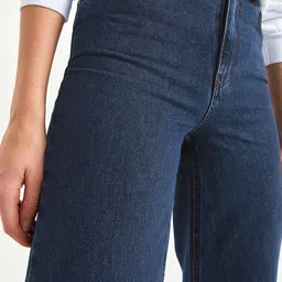 LC Waikiki Women Navy Blue Cotton Wide Leg High-Rise Jeans image 4