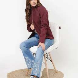 Lakshita Women Jean Flared Fit Embroidered Light Fade Stretchable Jeans image 5