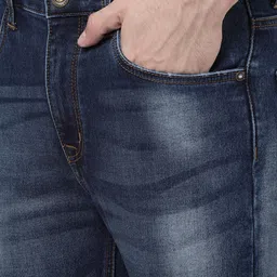 AD By Arvind Men Blue Cotton Slim Fit Low Distress Heavy Fade Jeans image 5