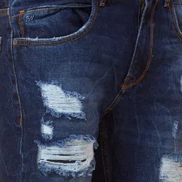 Being Human Men Slim Fit Highly Distressed Heavy Fade Stretchable Jeans image 5