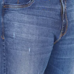 John Pride Men Plus Size Blue Mildly Distressed Heavy Fade Stretchable Jeans image 2