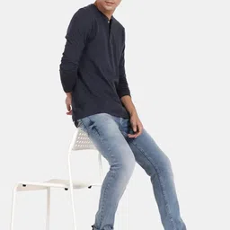 Llak Jeans Men Blue Skinny Fit Heavy Fade Stretchable Jeans image 2