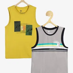 Alan Jones Boys Pack of 2 Printed Sleeveless T-shirt-picture-31